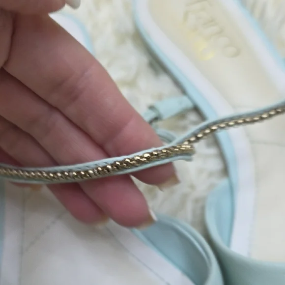 Franco Sarto Sky Blue Mules with Embellished Strap - Picture 6 of 10